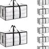 8 Pack Extra Large Heavy-Duty Waterproof Plastic Moving & Bagged Storage Bags with Reinforced Handles, Heavy-Duty Zippers, Clear Lids - Organization Totes for Clothes Packing, Dorms - Storage Solution