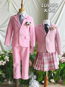 【 LUOBOKIDS 】 Boys' embroidered suit set, adjustable waist design, suitable for special occasions and daily wear, fashionable young men's style (excluding shirt)