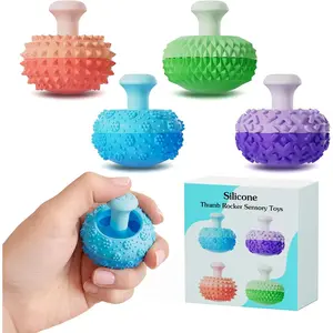 Silicone Thumb Rocker Fidget Toys 4PCS Stress Relief Sensory Toys for Autism ADHD Anxiety, Fun Textures Gadgets Office Desk Toy Stocking Stuffers for Kids Men Women Teen Gifts