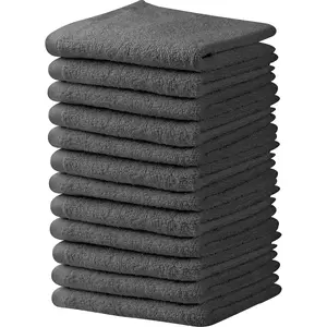 Towel and Linen Mart White Salon Towels Pack of 12 16 x 27 Inches Highly Absorbent for Hand Salon Gym Beauty Spa and Home Hair Care Grey