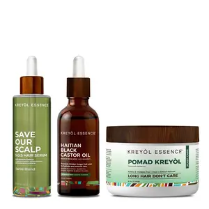Save My Hair Line Extra Strength - Includes S.O.S Serum, Haitian Black Castor Oil, & Pomad Kreyòl for Fuller Thicker Healthier Hair