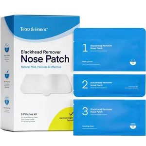 Terez & Honor Blackhead Remover Nose Pore Patches: Mild, Painless Korean Formula Targets Pores & Pimples. Dermatologist Tested, Cruelty-Free, 5 Pcs