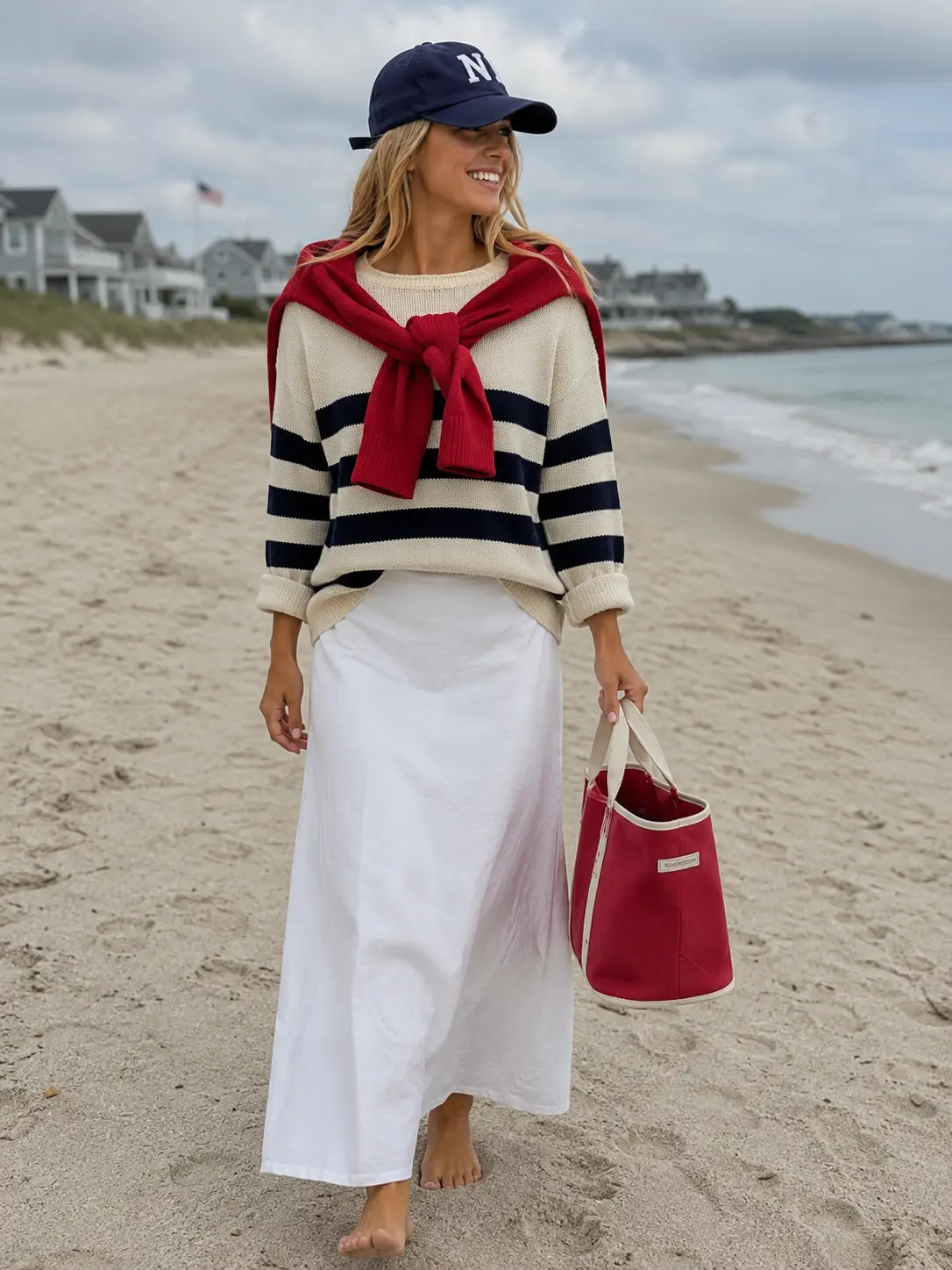 Chloe rollneck Navy & Ivory stripe Sweater