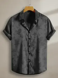 Men's Ditsy Floral Print Button Front Shirt, Regular Fit Short Sleeve Collared Shirt for Summer, Fashion Casual Men's Clothes for Beach Vacation Top, Botanical Floral Shirt