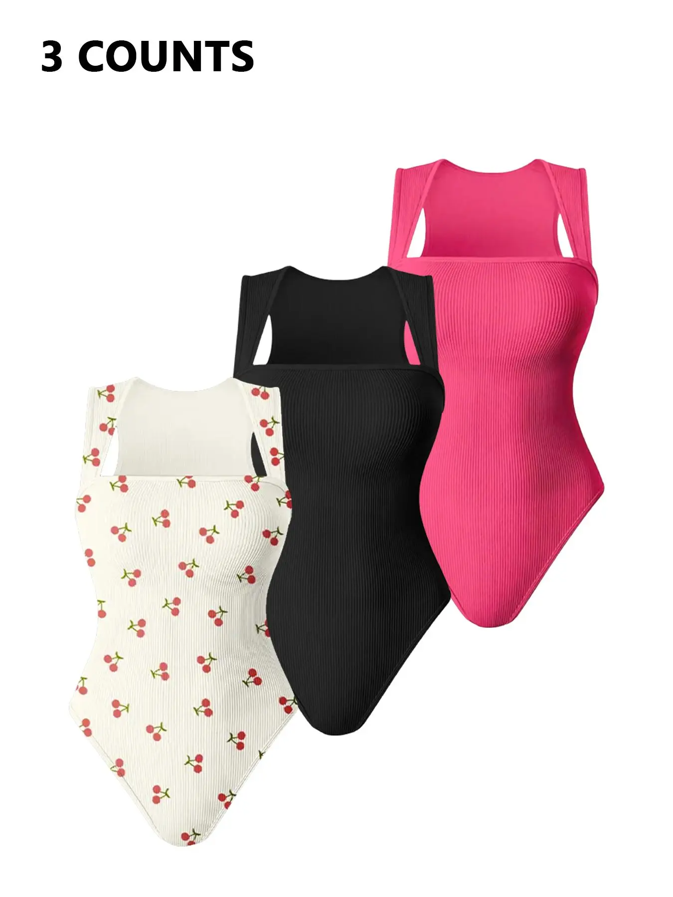 Women's Basic Solid Ribbed No Bra Shapewear Bodysuit, Casual Comfy Tummy Control Butt Lifting Tummy Tuck Shaper, Ladies Shapewear for All Seasons, Body Shaper Underwear