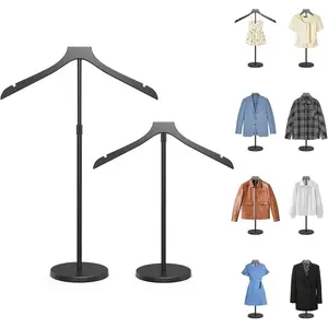 2 Pack Adjustable Mannequin Torso, Height 20 to 34 Inches Stable Clothing Display Stand, Garment Dress Form for Cap Gown Coat Jacket, Easy to Install Black Display Stand