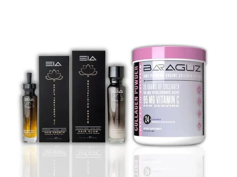 Glow & Grow Hair Growth Bundle With Collagen Kit Thickening Regrowth Formula Rosemary Biotin
