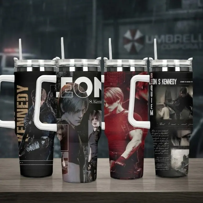 Resindent Evil 40oz Tumbler, Gift For Fans ,Tumbler Stickers, Water Bottle Tumbler, Gift for Zombie Video Game Fans, Gift For Gamers