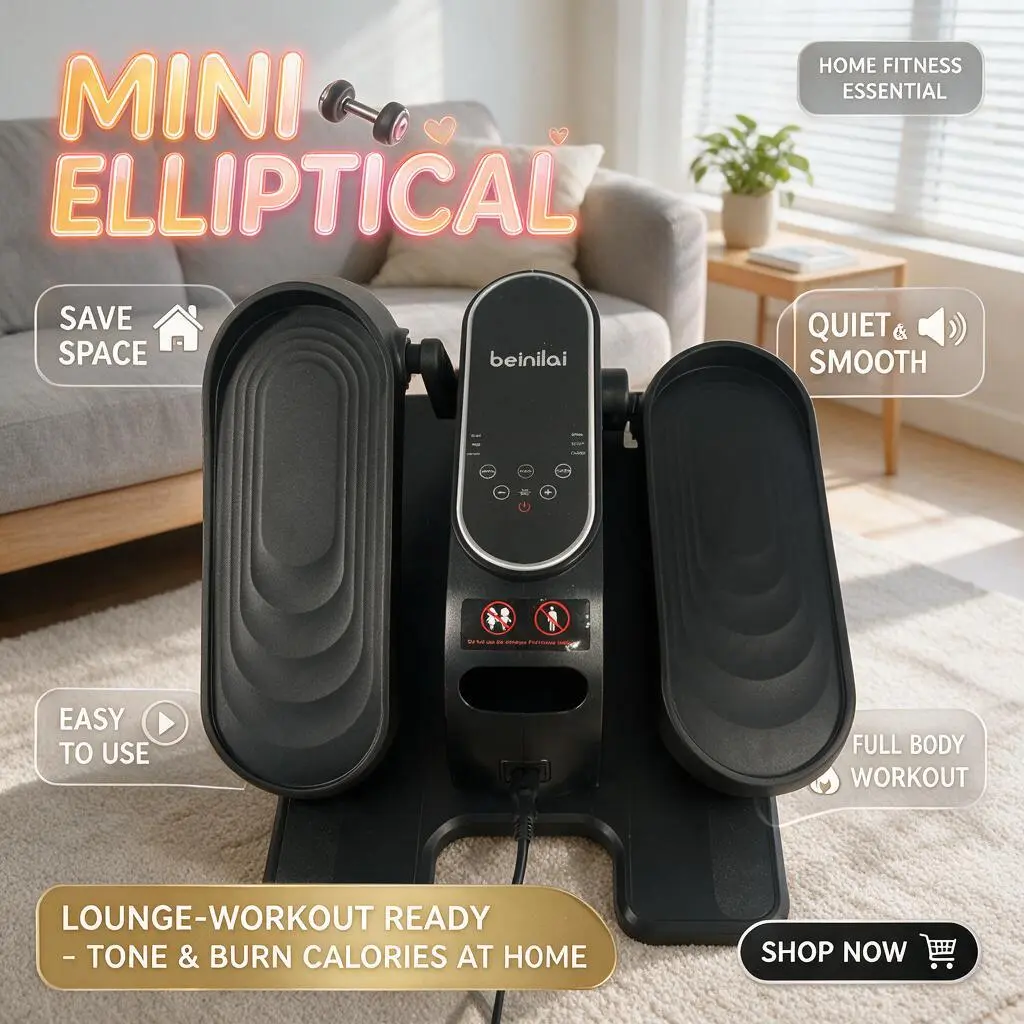 Electric Under Desk Elliptical Machine, 15 Adjustable Speeds Seated Pedal Exerciser with Remote, LCD Display, Quiet Portable Low-Impact Trainer, Anti-Slip Space-Saving, Fully Assembled for Home Gym & Office Fitness (Battery-Free)