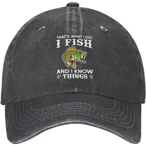 Fishing Lovers Hat That's Whats I Do I Fish and I Know Things Hat for Men Baseball Caps Funny Cap