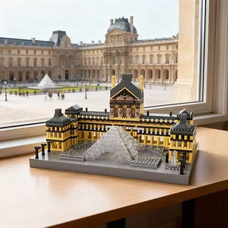 3000+ Pcs Famous Architecture Louvre Micro Particle Building Blocks Set, Creative 3D Puzzle Collection Model Kit, Building Sets, Diy Building Model, Durable Abs Resin Structure