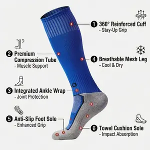 Kids' Football Socks, Towel Sole Thickened Wear-resistant Long Soccer Socks, Boys' Knee-High Socks for Match & Training, Summer Breathable party Gift