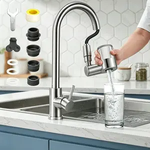 Faucet Mount Water Filter, Tap Water Purifier Reduces Lead Chlorine Heavy Metals, Water Filter for Sink Faucet Fits Standard Faucets (Includes 3 Filter)