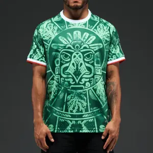 Men's Heritage Soccer Training Jersey WC26, Premium Football Shirt with Dark Pattern Design, Round Neck Short Sleeve Sports Top, Breathable Athletic Wear for Training, Outdoor Activities, Casual Streetwear, Lightweight Soccer Uniform