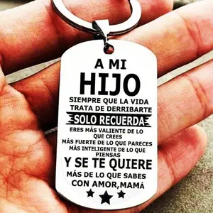 1pc Women Stainless Steel Spanish Tag Keychain, Gift For Daughter Birthday Anniversary Graduation Halloween School Car Accessories Cute Goth Y2k,Keychain with Heartfelt Messages,Ideal Gifts For Her, Her, Boyfriend, Girlfriend, Family, Friends