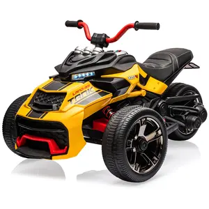 GARVEE 12V 3-Wheeler Ride-On ATV Motorcycle Battery-Powered Electric Vehicle for Kids with EVA Tires Horn Music USB Treaded Tires Safe Durable Toy for Toddlers
