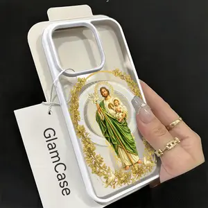Saint Joseph and Child Jesus Phone Case， Classic Religious Art Style for iPhone 17 16 15 14 13 12 11 Plus Pro Max， Spiritual Gift.A17