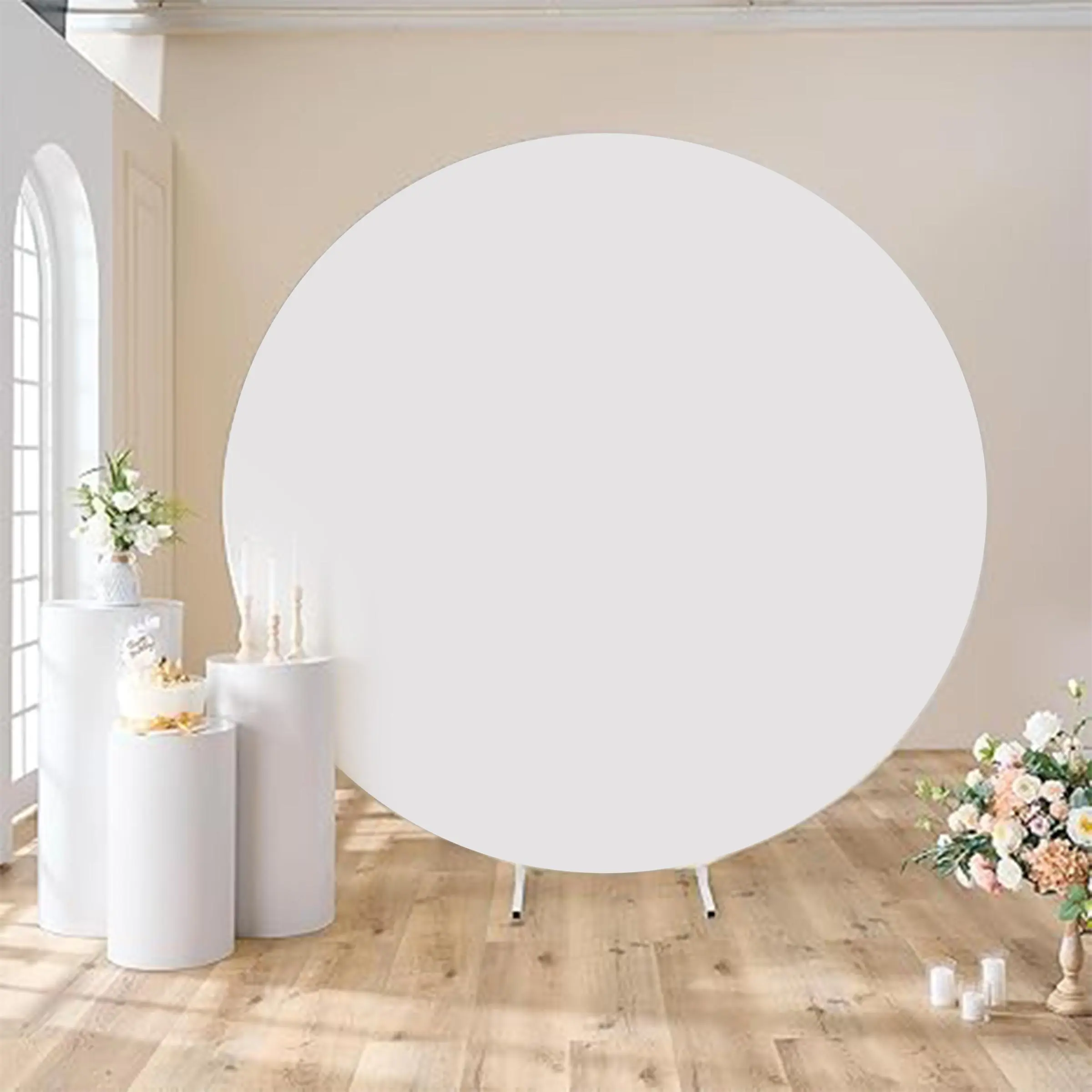 Round Arch Backdrop Stand Cover, 1 Count Solid Color Backdrop Cover, Party Decoration Supplies for Wedding, Birthday, Anniversary, Engagement Party Decorations, Round Top Backdrop, Indoor Backdrops, Wedding Arched Backdrop