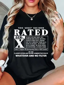 100% Cotton Unisex Funny Rated Gen X Generation X 80s Humor T-Shirt Casual Top