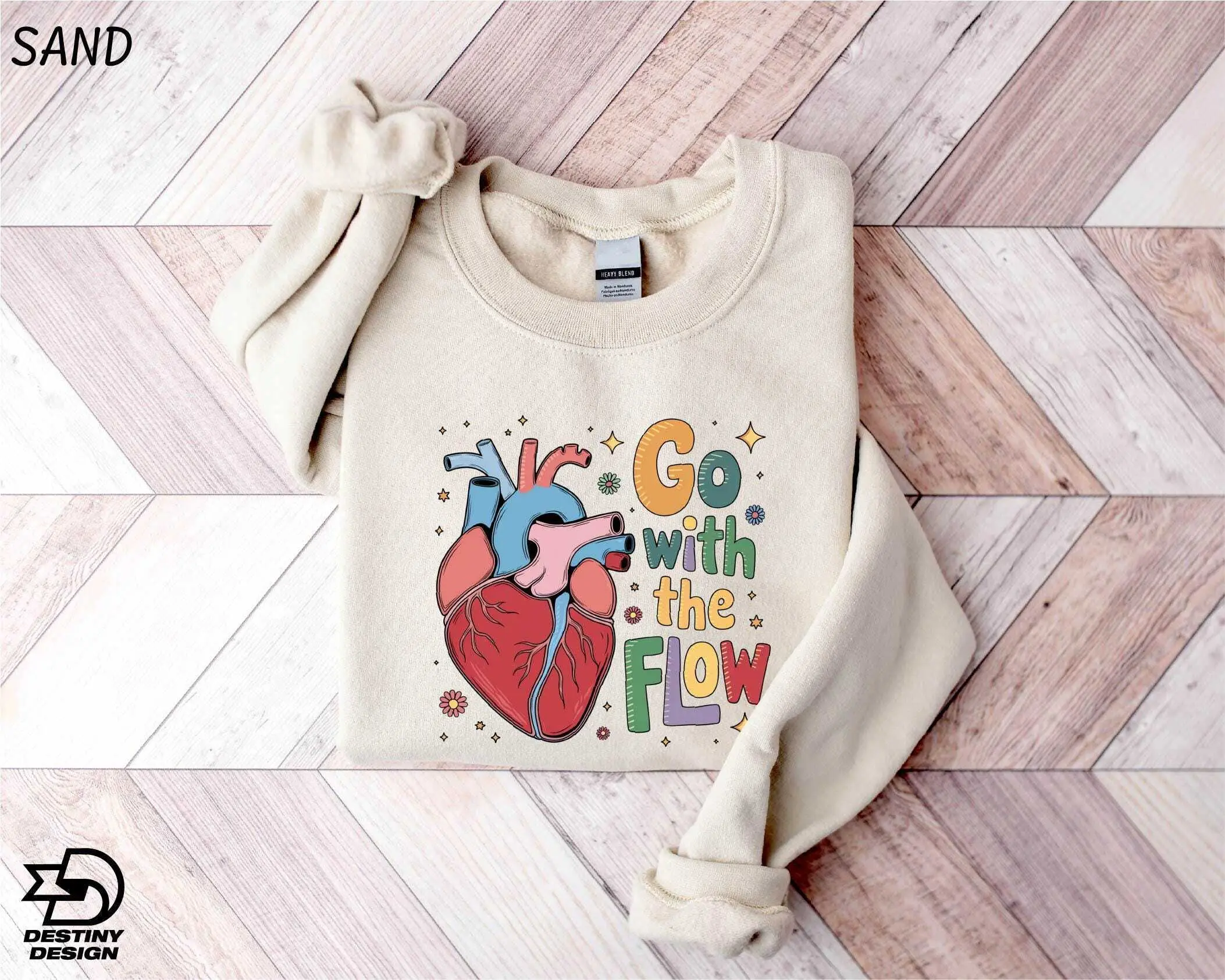 Cardiology T-SHIRT or Sweatshirt  , Go With The Flow Heart Shirt, Heart Flow Anatomy, CVICU Nurse Tee, Cardiac Nursing Gift, Nurse Appreciation T-Shirt