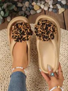 New Summer Leopard Print Floral Sandals for Women, Soft Comfortable Flip Flops, Indoor & Outdoor Fashion, Simple Style