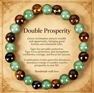 Natural Crystal Bracelet Green Aventurine & Tiger Eye Beaded Bracelet | Lucky Healing Jewelry | Best Gift for Friends, Women & Girls