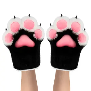 Furry Monster Paw Gloves for Halloween – Plush Animal Claws with Sound Effect, Fun Costume Props for Parties, Cosplay & Couples
