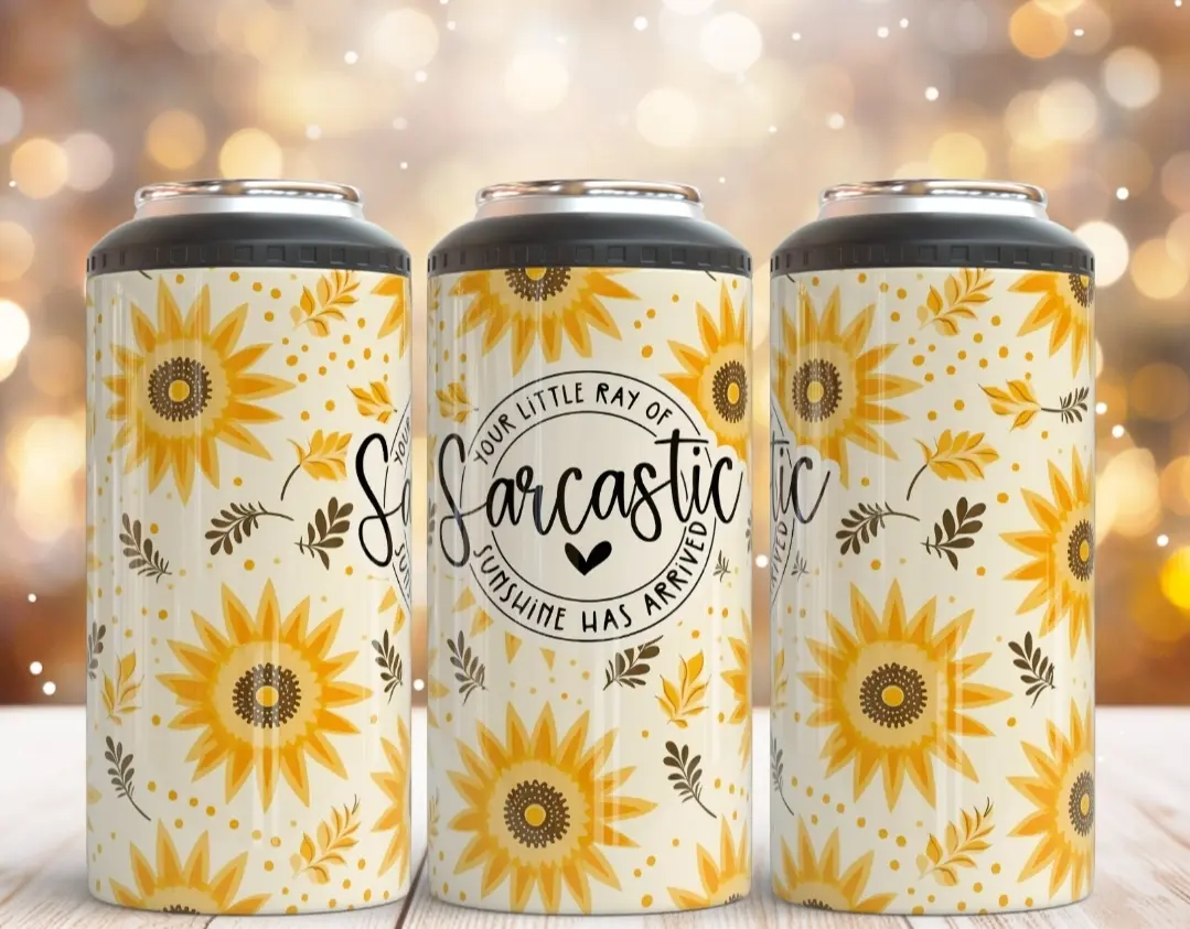 4 in 1 Stainless Steel Insulated Can Cooler - Sarcastic Portable Beverage Cover with Lid, Ideal for Beach Use