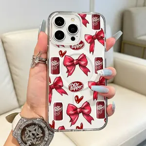 Magnetic Magsafe Case for iPhone 11/12/13/14/15/16/17 Pro Max, Dr Pepper Bows Ultra Slim Shockproof Phone Accessory for Smartphones, Cellphones, Handheld Devices, Playful Fun Style