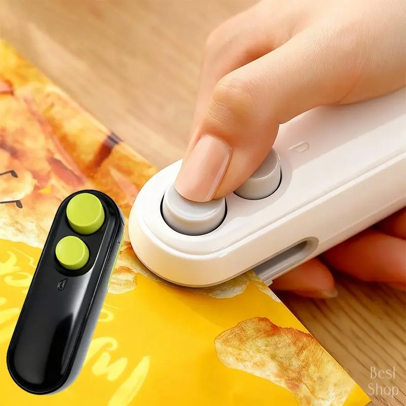 Handheld Food Vacuum Sealer, 2-in-1 Mini Bag Sealer and Cutter, USB Rechargeable with Charging Cable for Travelers & Kitchen