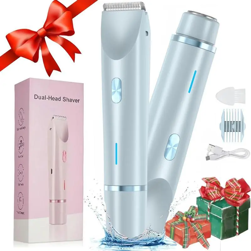 Women's Rechargeable 2-in-1 Bikini Trimmer & Electric Epilator - Dual Heads for Painless Bikini Line Smooth, Face, Underarms Grooming - Shaver for Women for Smooth Shave, Clean Shave, Summer Gift