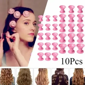 New 10pcs/Set Soft Rubber Silicone Hair Curler Twist Hair Rollers Wave Hair Curler No Heat Styling DIY Tool Hair Curling Tool Makeup Styling Tools Haircare