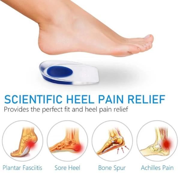 1 Pair Soft Gel Heel Cushions, Clear Silicone Shoe Inserts for All Day Comfort Men & Women (Blue)