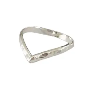 Hammered Chevron Sterling Silver Ring