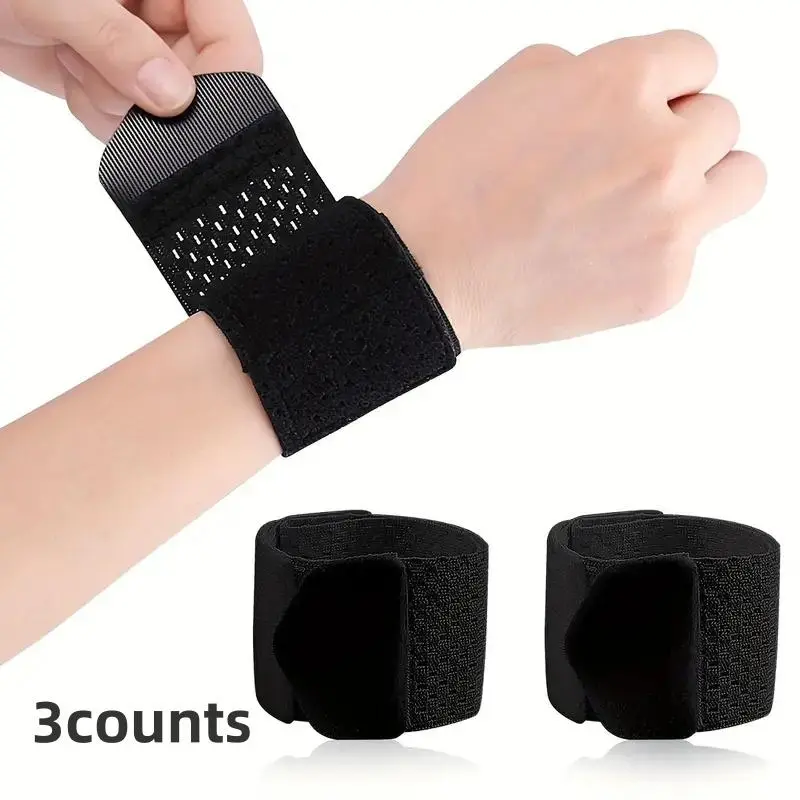 Adjustable Elastic Wristband, 3 Counts/set Breathable Wrist Support for Men & Women, Sports Wristband for Tennis, Basketball, Gym, Workout Wrist Wraps