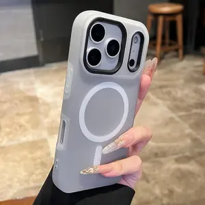 Phone Case - Luxury Candy-Colored 2-In-1 Magnetic Phone Case Compatible with Iphone 17 Pro Max, Air 16, 15, 14, 13, 12 11 Pro Max Plus Protective Cover, Frosted Soft Shell with Magnetic Wireless Charging, Shockproof Back Cover