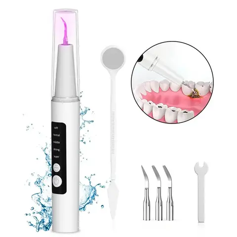 NBGRLVS Rechargeable Oral Irrigator Kit - Waterproof Adjustable Teeth Cleaning Machine, 3 Cleaning Heads, 300g, Removes Plaque Tartar Stains, Prevents Cavities Bad Breath Gum Disease, 4-6H Battery, LED Light, Adult At-Home Care Solution