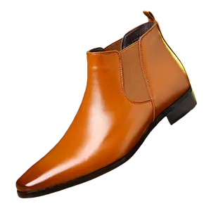 New men's shoes, autumn/winter Chelsea mid-calf boots, British style leather shoes, fashionable casual leather shoes, men's formal leather shoes, pointed toe comfortable genuine leather shoes, classic and versatile elite fashion shoes.