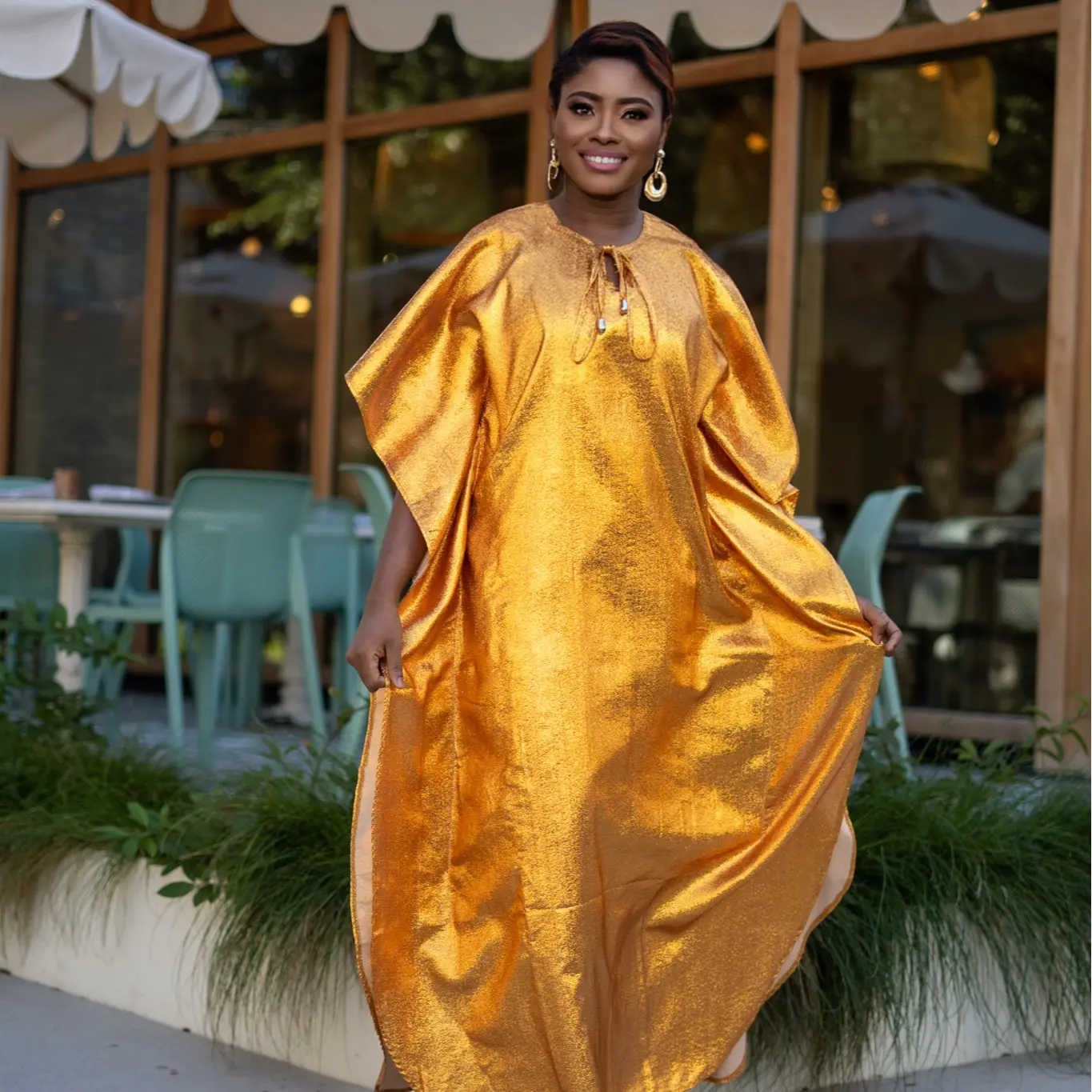 Malaika Shimmery Gold Kaftan