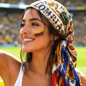 Colombia Sports Head Scarf, Vintage Heritage Head Wrap, Football Fan Bandana