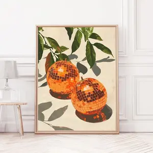 [SALE UP TO 50% + FREE SHIP]  Retro Funky Disco Oranges Wall Art Print – Maximalist Dopamine Decor, Citrus Fruit Pop Art Poster, Colorful Eclectic Boho Artwork