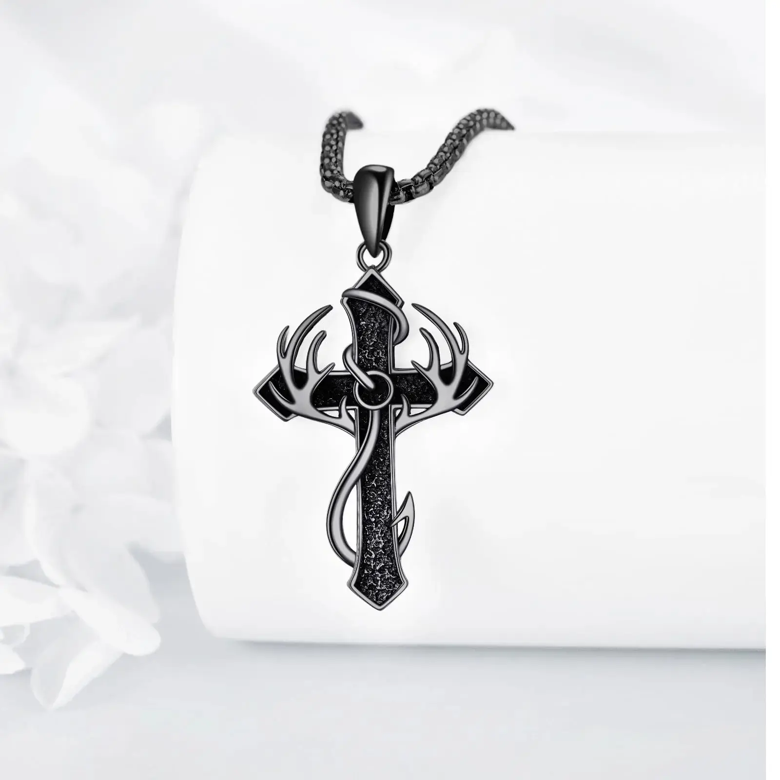 cross with fish hook Shields of Strength Matthew 4:19 Necklace for Men Stainless Steel or Gold Plated Christian Jewelry Engraved Follow Me and I Will Make You Fishers of Men thereby pulling them safely out of a dangerous ocean of sin and death into Heaven Sterling Silver Personalized Engraved Fish