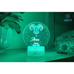 Aries Zodiac Sign Personalized Acrylic Night Light