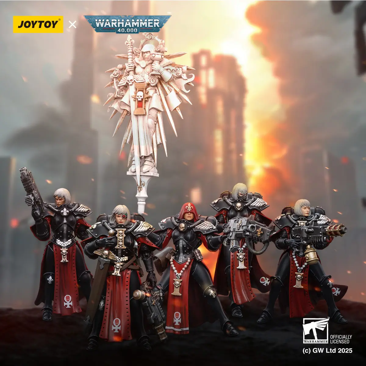 【Bundle 5pcs 】JOYTOY Warhammer 40,000 1/18 Action Figures Adepta Sororitas Imagifier Sister Saelon, Battle Sister Sister Noyalle, Sister Superior Kassia, Sister Jurel, Sister Ludwenna