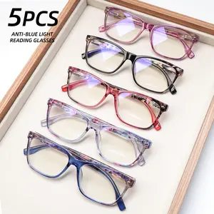 5 Pack Reading Glasses Women Blue Light Blocking Computer Readers Eyeglasses With Spring Hinge Anti Fatigue Floral Pattern Lightweight Mix Color Daily