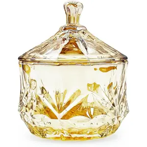 8oz Glass Candy Jar with Lid,Small  Fall Candy Dish, Jar for  Balls Q Tips Small Accessories Office Bathroom Dining Room Organizer ()