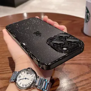 Ultra-Thin Anti-Drop Phone Case with Lens Film, Transparent Star River Glitter Aesthetic Design, Fits iPhone 17 Pro Max, 17, 16 Pro Max, More Models