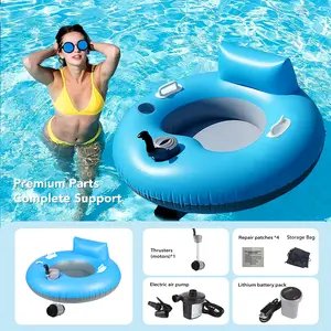 Single Motor  Pool Float, Rechargeable Motorized Floats with Cup Holder – Heavy Duty Electric Lounger Raft for Adults & Kids, Pool, Lake & Party Use