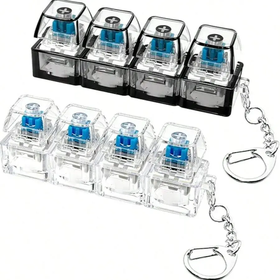 Stress-relief keyboard keychains-designed to effectivelyrelieve stress, featuring a black-and-white color scheme;perfect as party favors or gifts for friends.