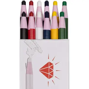 Markers  Pencils - 12-Pack Multi-Surface Wax Markers for Glass, Metal, Plastic - Non-Sharpening Peel Off  Marker (Mix 12p)